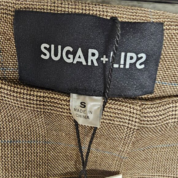 Sugar + Lips Womens Small Window Pane Plaid Ruffle Hem Pants Office Academia - Picture 3 of 7